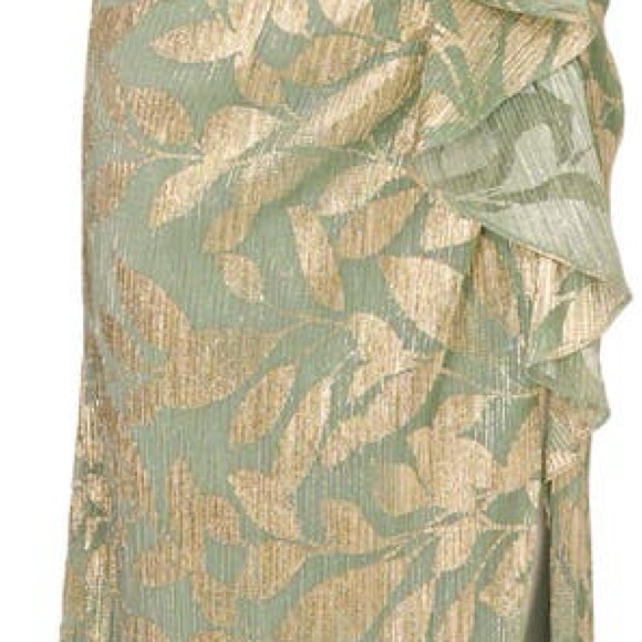 Foil Asymmetric Neck Gown Women's Dress - Picture 4 of 8